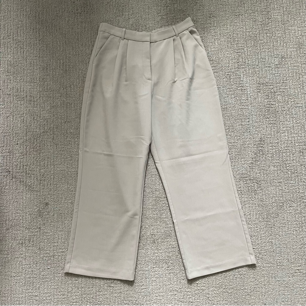Abercrombie & Fitch Beige Wide-Leg Trousers